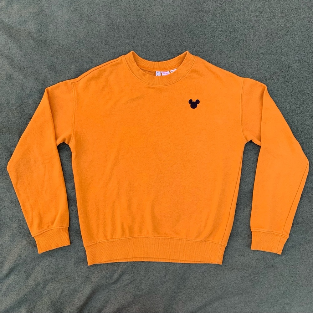 Golden Yellow Embroidered Mickey Crew Neck Sweatshirt (Divided-H&M)